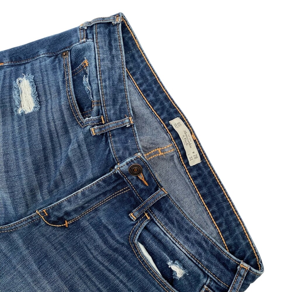ABERCROMBIE & FITCH Blue Whiskering Distressed Blue Jeans Size 6S
